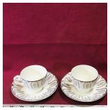 Pair Of Garland Ironstone Teacups & Saucers