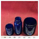 Lot Of 3 Cobalt Blue Glass Jars (Vintage)