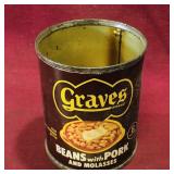 Graves Beans With Pork Tin Can (Vintage)