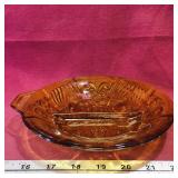 Amber Glass Divided Dish (Vintage)