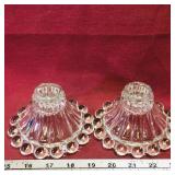 Pair Of Glass Candleholders (3" x 4 1/2")