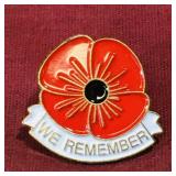 "We Remember" Remembrance Day Poppy Pin