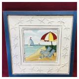 "Chairs On A Beach" Art Print (21" x 21")