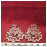 Pair Of Small Glass Candleholders