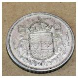 Silver 1957 Canadian 50 Cent Coin