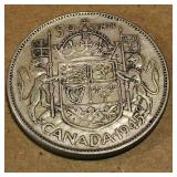 Silver 1945 Canadian 50 Cent Coin