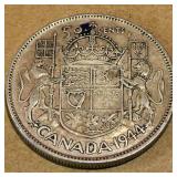 Silver 1944 Canadian 50 Cent Coin