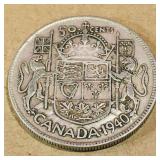 Silver 1940 Canadian 50 Cent Coin