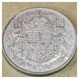 Silver 1950 Canadian 50 Cent Coin