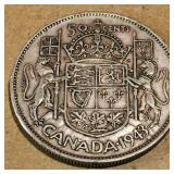 Silver 1943 Canadian 50 Cent Coin