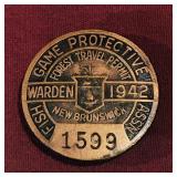 1942 NB Fish & Game Warden Badge