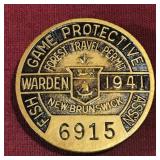 1941 NB Fish & Game Warden Badge