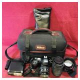 Nikon F-601 Camera & Accessories / Carrying Case