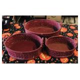 Set Of 3 Painted Handled Baskets (Vintage)