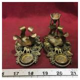 Pair Of Metal Candleholders (Vintage)