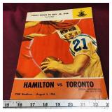 1966 CFL Hamilton Vs. Toronto Program Magazine