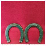 Pair Of Painted Iron Horseshoes (Antique)