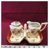 Ceramic Spice Shaker & Creamer Set & Tray