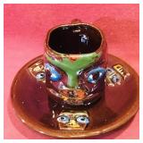 Folk Art Demitasse Cup & Saucer (Vintage)