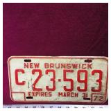 1972 New Brunswick License Plate