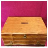 Brass Handled Wooden Jewelry / Utensil Case
