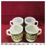Set Of 4 Anchor-Hocking Fire King Milk Glass Mugs