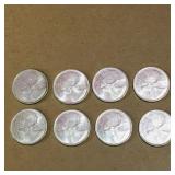 Lot Of 8 Silver 1968 Canadian 25 Cent Coins