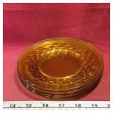 Set Of 4 Amber Glass Plates (6")