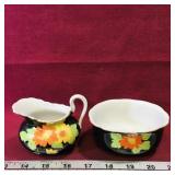 Painted Ceramic Creamer & Dish (Vintage)