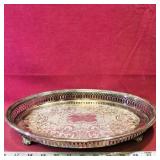Silver-Plate Footed Serving Tray (Antique)