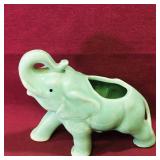 Ceramic Green Elephant Planter (Vintage)