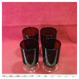Set Of 4 Ruby Color Glasses (Vintage)