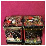 Pair Of Tin Tea Containers (Vintage)