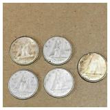 Lot Of 5 Silver 1966 Canadian 10 Cent Coins