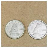 Lot Of 2 Silver 1938 Canadian 10 Cent Coins