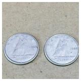 Lot Of 2 Silver 1960 Canadian 10 Cent Coins