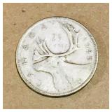 Silver 1945 Canadian 25 Cent Coin