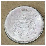 Silver 1965 Canadian 50 Cent Coin
