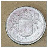 Silver 1958 Canadian 50 Cent Coin