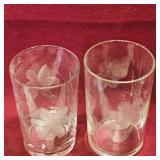 Pair Of Sunflower Pattern Drinking Glasses