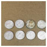 Lot Of 8 Silver 1966 Canadian 10 Cent Coins
