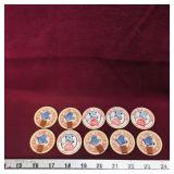 Lot Of 10 Generic Milk Bottle Tops (Vintage)