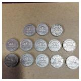 Lot Of 13 1940 Canadian 5 Cent Coins