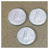Lot Of 3 Silver 1962 Canadian 10 Cent Coins