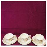 Grindley Cream Petal Teacups & Saucers