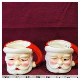 Pair Of Ceramic Santa Claus Mugs (Vintage)