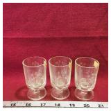 Set Of 3 Small Flower Pattern Glasses (Vintage)