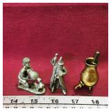 2 Pewter & 1 Brass Figurines (Vintage)