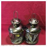 Pair Of Outdoor Metal Candle Lanterns