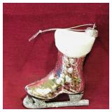 Glass Ice Skate Christmas Ornament